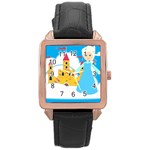 Elsa Frozen Rose Gold Leather Watch 