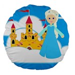 Elsa Frozen Large 18  Premium Flano Round Cushion 