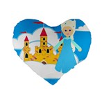 Elsa Frozen Standard 16  Premium Flano Heart Shape Cushion 