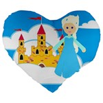 Elsa Frozen Large 19  Premium Flano Heart Shape Cushion