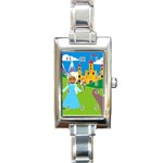 black Elsa Frozen Rectangle Italian Charm Watch