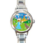 black Elsa Frozen Round Italian Charm Watch