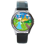 black Elsa Frozen Round Metal Watch