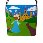 black Elsa Frozen Flap Closure Messenger Bag (L)