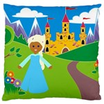 black Elsa Frozen Large Flano Cushion Case (One Side)