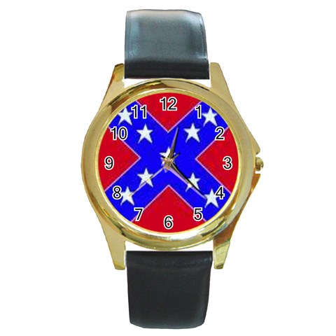 rebel Round Gold Metal Watch from ArtsNow.com Front