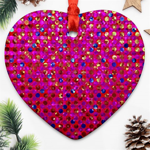 Polka Dot Sparkley Jewels 1 Ornament (Heart)  from ArtsNow.com Front