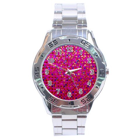 Polka Dot Sparkley Jewels 1 Stainless Steel Men s Watch from ArtsNow.com Front