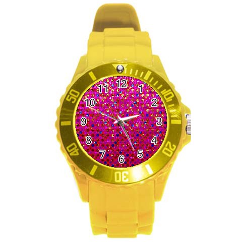 Polka Dot Sparkley Jewels 1 Round Plastic Sport Watch (L) from ArtsNow.com Front