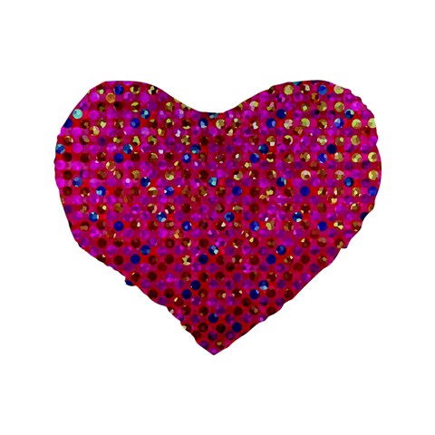 Polka Dot Sparkley Jewels 1 Standard 16  Premium Flano Heart Shape Cushions from ArtsNow.com Back