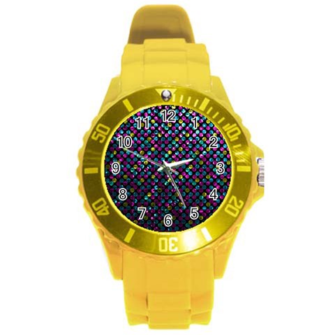 Polka Dot Sparkley Jewels 2 Round Plastic Sport Watch (L) from ArtsNow.com Front