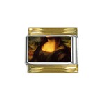 Movember Mona Lisa Gold Trim Italian Charm (9mm)