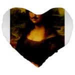 Movember Mona Lisa Large 19  Premium Flano Heart Shape Cushion