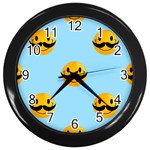 Movember emoji Wall Clock (Black)