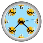 Movember emoji Wall Clock (Silver)