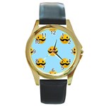 Movember emoji Round Gold Metal Watch