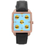 Movember emoji Rose Gold Leather Watch 