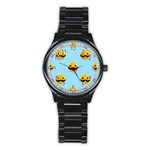 Movember emoji Stainless Steel Round Watch