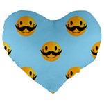 Movember emoji Large 19  Premium Flano Heart Shape Cushion