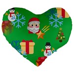 Emoji Christmas Large 19  Premium Heart Shape Cushion