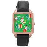 Emoji Christmas Rose Gold Leather Watch 