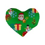 Emoji Christmas Standard 16  Premium Flano Heart Shape Cushion 