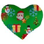 Emoji Christmas Large 19  Premium Flano Heart Shape Cushion