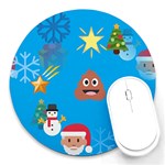 poop Emoji Christmas Round Mousepad