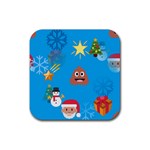 poop Emoji Christmas Rubber Coaster (Square)