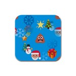 poop Emoji Christmas Rubber Square Coaster (4 pack)