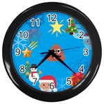 poop Emoji Christmas Wall Clock (Black)