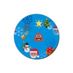 poop Emoji Christmas Rubber Coaster (Round)