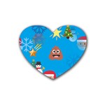 poop Emoji Christmas Rubber Coaster (Heart)