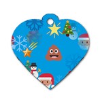 poop Emoji Christmas Dog Tag Heart (One Side)