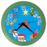 poop Emoji Christmas Color Wall Clock