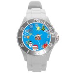 poop Emoji Christmas Round Plastic Sport Watch (L)