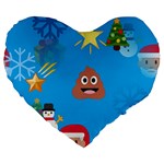 poop Emoji Christmas Large 19  Premium Heart Shape Cushion