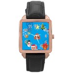 poop Emoji Christmas Rose Gold Leather Watch 