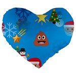 poop Emoji Christmas Large 19  Premium Flano Heart Shape Cushion