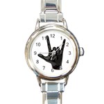 Devil Horns hand Round Italian Charm Watch