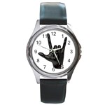 Devil Horns hand Round Metal Watch