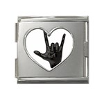 Devil Horns hand Mega Link Heart Italian Charm (18mm)