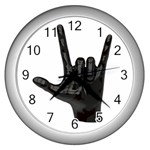 Devil Horns hand Wall Clock (Silver)