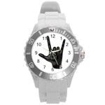 Devil Horns hand Round Plastic Sport Watch (L)