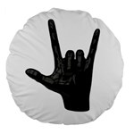 Devil Horns hand Large 18  Premium Flano Round Cushion 