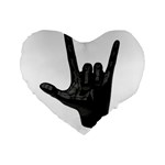 Devil Horns hand Standard 16  Premium Flano Heart Shape Cushion 