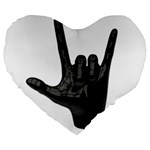 Devil Horns hand Large 19  Premium Flano Heart Shape Cushion