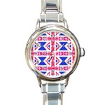 Union Jack Flag Round Italian Charm Watch