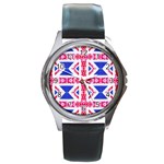 Union Jack Flag Round Metal Watch