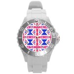 Union Jack Flag Round Plastic Sport Watch (L)